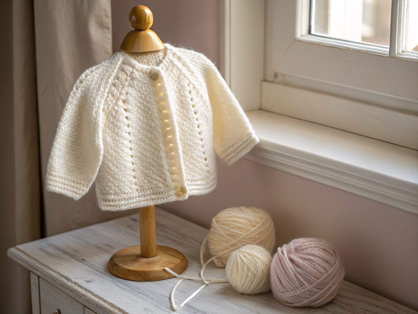 Handmade crochet floral motif cardigan with textured cotton stitches and earth-toned yarn